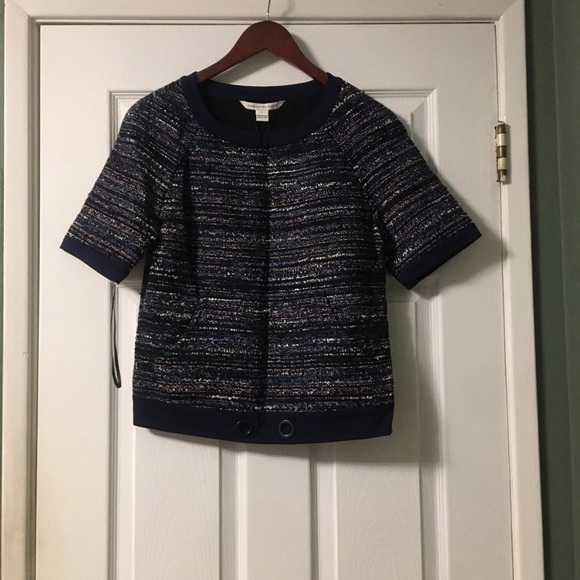 Diane Von Furstenberg Adela Boucle Woven Tweed Top - Picture 5 of 16